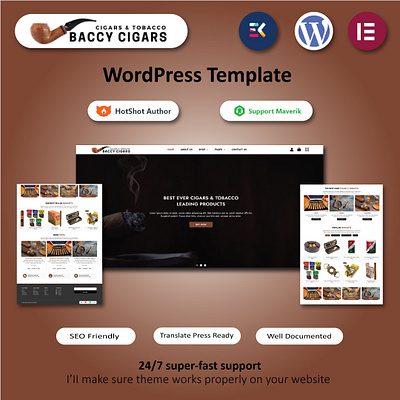 Baccy Cigars - Cigars & Tobacco WordPress Theme design elementor elementor template website woocommerce wordpress wordpress design wordpress development wordpress theme