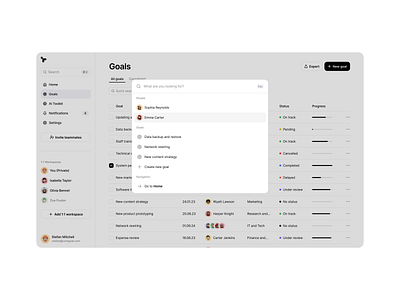 Goals dashboard / Search 3d animation app branding clean design graphic design grid layout logo minimal motion graphics search search bar typography ui user experience user interface web agency web app