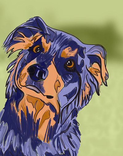 Sadie Roo dog portrait illustration procreate