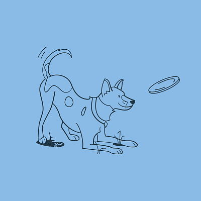 Pet Valu Illustrations cute design dog fetch frisbee illustration pet pet store play puppy spots vector