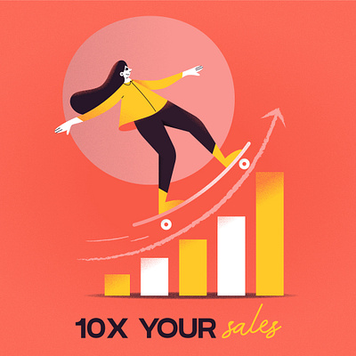 Poster advertising agency - 10x sales transformation ads advertising agency branding character chart clean colors design flat flat illustration graphic design illustration modern poster posters skater textures vector website illustration