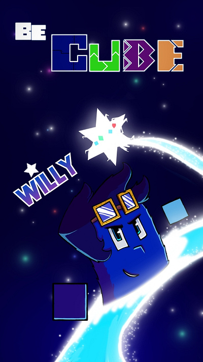 Be Cube - Willy 2d art be cube blue everywhere cartoon cubes alive spaaaaaaaaaaaaaace.... space star willy