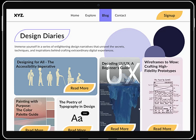 Blog page design animation blog figma interaction landing prototype ui uiux user experience ux web design