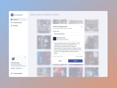 PostBusters - Social import product design ui