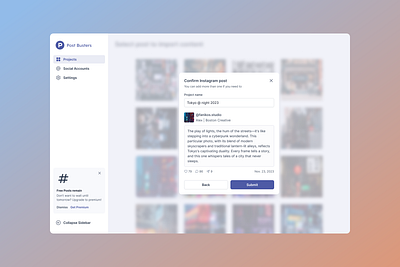 PostBusters - Social import product design ui