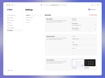Settings Page Exploration - Light settings ui ux web design