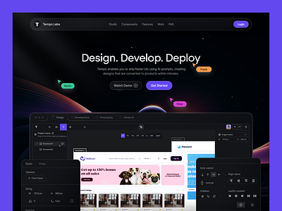 Website Redesign for Tempo Labs AI ai animation branding code builder dark mode dazeign figma framer hero landing page skeumorphism tempo tempo labs web builder