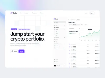 ✨ Stellar - Landing page branding clean concept crypto app crypto dashboard design fintech graphic design interface landing page logo minimal modern saas ui ux web web design web page website