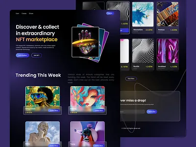 NFT Marketplace - Web Design adobe xd app design design figma illustration nft user experience user interface web design