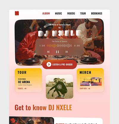 #DAILYUI 003 - Landing Page Design album branding clean graphic design music product design ui ux design web design