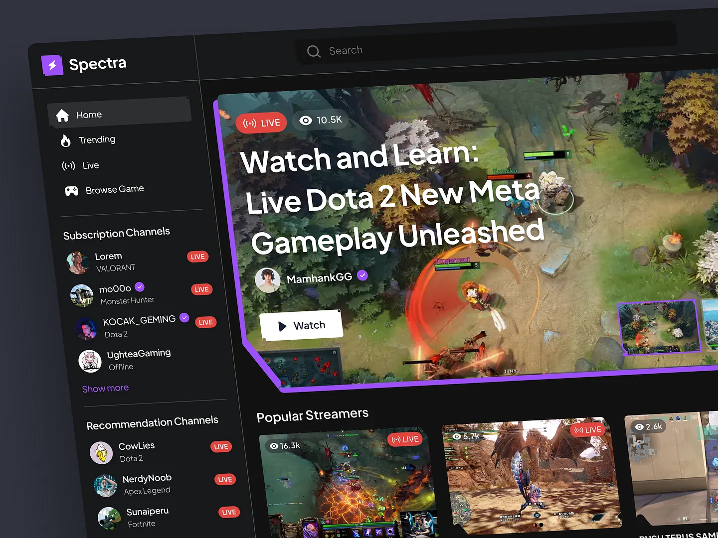 Spectra: The Ultimate Game Streaming Website for Gamers