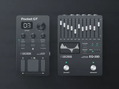 Neumorphic BOSS Guitar Effects app design graphic design ui ux web