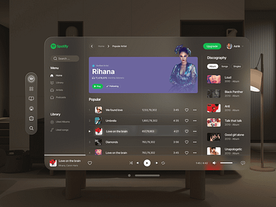 Spotify for Apple Vision Pro app design graphic design ui ux web