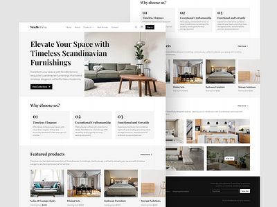 Landing page of a Scandinavian furniture company app design graphic design ui ux web