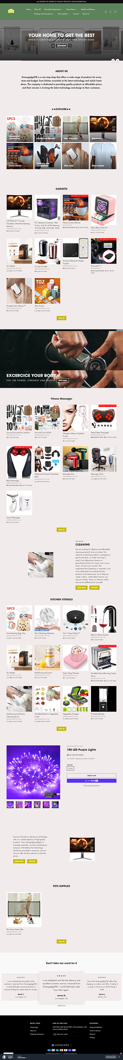 GreenGadgetTM General Store design ecommerce shopify shopify store store website website design