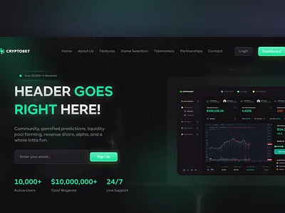 [Mockup] Landing Page Design for Cryptobet branding casino crypto dashboard design figma ui ux vector website