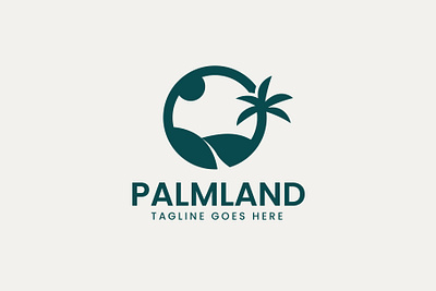 Palm tree landscape logo design abstract branding creative date desert design flat graphic design illustration landscape logo logos modern logo palm sand sun sunshine tropical