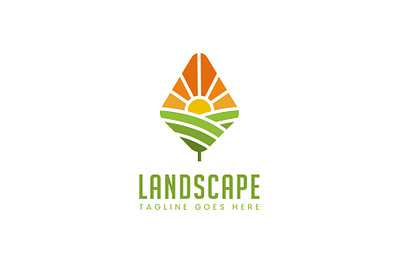 Landscape nature outdoor logo design branding creative design flat graphic design hill illustration label land landscape logo logos modern logo neture scene simple sun sunlight yard