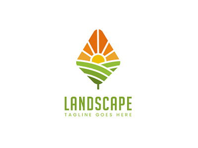 Landscape nature outdoor logo design branding creative design flat graphic design hill illustration label land landscape logo logos modern logo neture scene simple sun sunlight yard