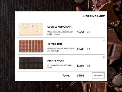 Daily UI #058: Shopping Cart cart cart shopping chocolate daily ui design figma graphic design shopping shopping bag ui
