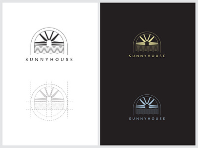 Sunny house | line art housing logo line art vintage logo