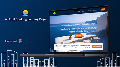 Sun scape | A Hotel Booking Landing Page | UX/UI blue design hotelbooking landingpage ui userinnterface userresearch website