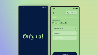 Onboarding Experience for a French Language Learning App french language onboarding screen ui