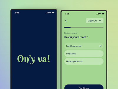 Onboarding Experience for a French Language Learning App french language onboarding screen ui