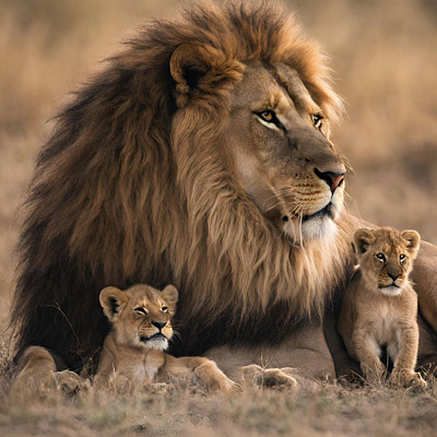 Lion with cubs nft design minimal