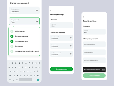 Password Change UI app design mobile password password change ui update password ux validate password