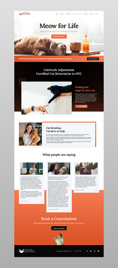 A webpage concept for a cat behavior consultant presentation ui ui design uiux