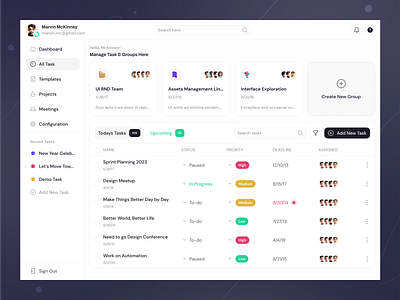 Task Management Web Application Light Mode Design app application best dashboard design hire interface light mode manage management minimal project software sprint task ui user experience ux web work