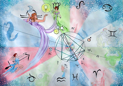 Birth Charts art astrology birth chart illustration ink