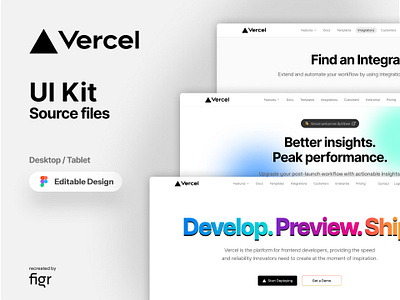 Make Vercel UI your own branding design editable figma free hosting kit landing page mockup product product design redesign template ui ui kit ui ux vercel web app web design website