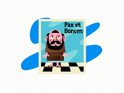 Pax et Bonum all good character design design flat flat illustration illustration monk pax et bonum peace peace and all good personal design retro retro cartoon character retro color retro monk st francis of assisi