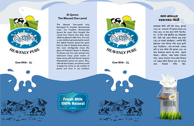 Label Design for Qaswa milk bottle branding graphic design packaging