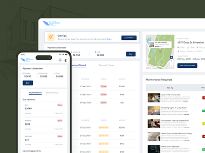 Estate Management Pro - Tenant Dashboard mobile ui web