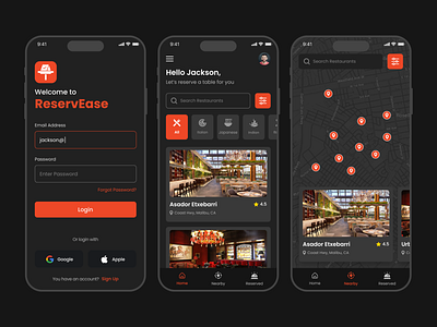 Restaurant Table Reservation App UI Design booking table food hotel booking modern app online food reservation restaurant restaurant app restaurant reservation table booking ui ui design