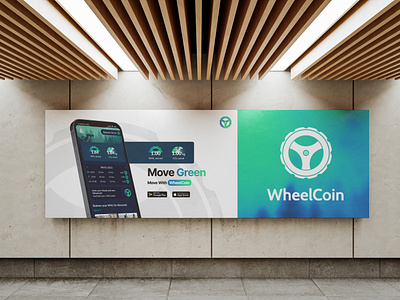 Move Green move to earn app banner design for WheelCoin web3 advertisement app application banner banner design brand design branding colourful design graphic design m2e marketing move to earn post post design poster poster design social media ui web3