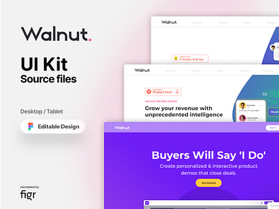 Make Walnut UI your own alternative branding design editable figma free kit landing page mockup product product design sales template ui ui kit ui ux wanut web app web design website