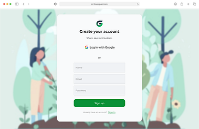 Sign up page ui