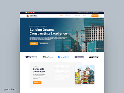 ManEmpire Construction Website app branding construction design graphic design illustration illustrator logo ui ux vector webdesign website