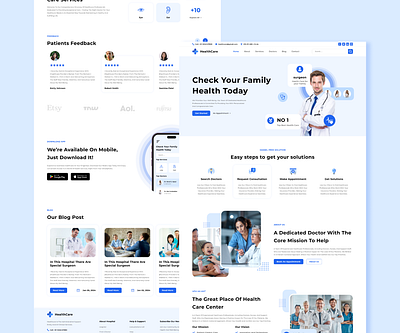 Medical Healthcare Website UI Design appointment blue doctor health healthcare hospital medical medicalcare online booking ui uiux ux webdesign website website design webui