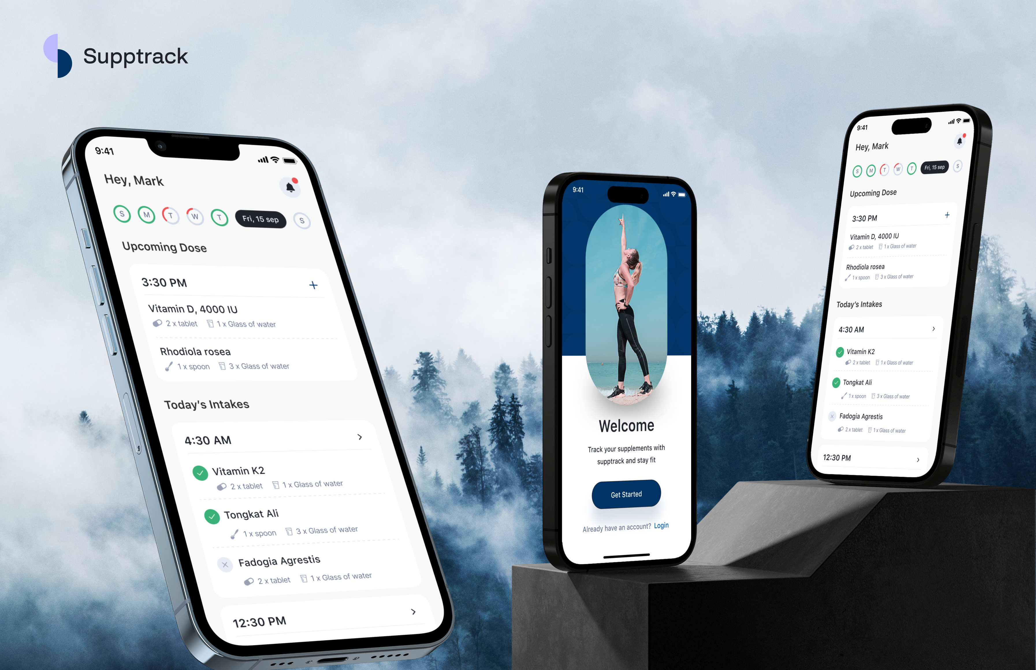 Supplement Tracker App design figma health and fitness mobile app supplement ui ux vitamins wireframe