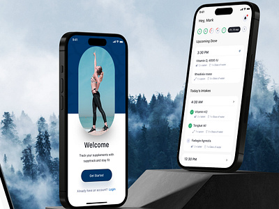 Supplement Tracker App design figma health and fitness mobile app supplement ui ux vitamins wireframe