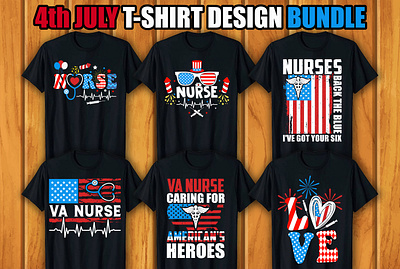 4th July T-shirt Design Bundle retro vintage