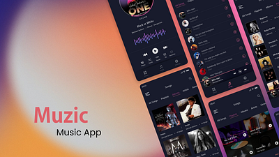 Your melodic companion : Muzic app darkdesign graphic design illustration learning mobile ui design musicapp typography ui uiux visualdesign