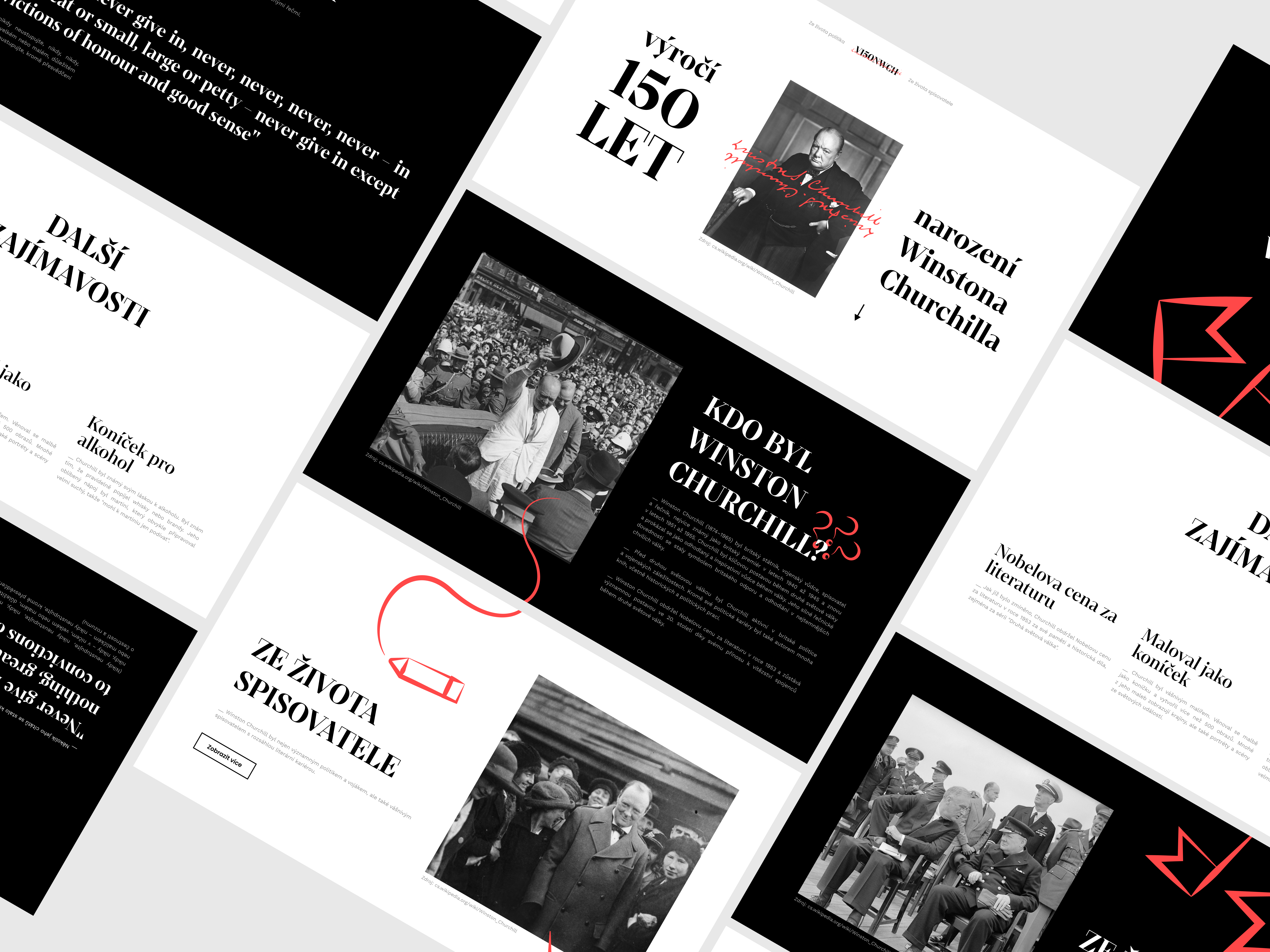 Example of 150th anniversary of the birth of Winston Chuchill - Web design