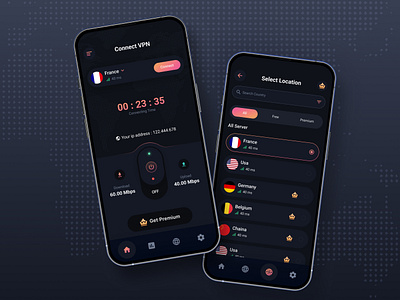 VPN - Mobile App Design clean cybersecurity graphic design internet ios app ip mobile app network security premium privacy proxy secure security security app server social security vpn vpn app vpn app design vpn concept