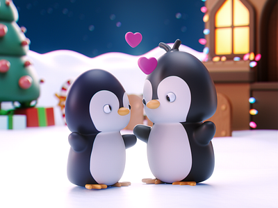 Snowy Land - Penguins 3d cinema 4d cute design illustration penguins render rendering
